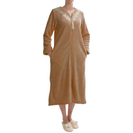 KayAnna Powder Velour Robe - Full Zip, Long Sleeve (For Women)