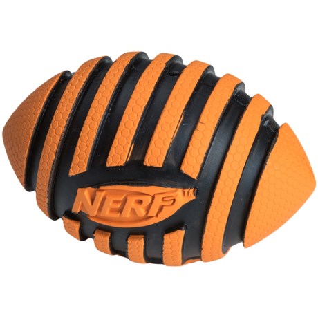 Nerf Dog Rubber Spiral Squeak Football Dog Toy - 3.5”