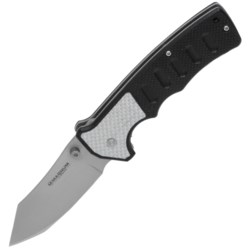Boker Magnum Silver Carbon Folding Pocket Knife - Straight Edge, Liner Lock