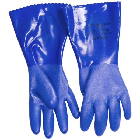 Atlas Gloves Atlas PVC Gloves - 12”, Liquid Proof (For Men and Women)