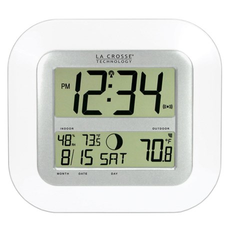 La Crosse Technology Atomic Digital Wall Clock - Moon Phase, In/Out Temperature