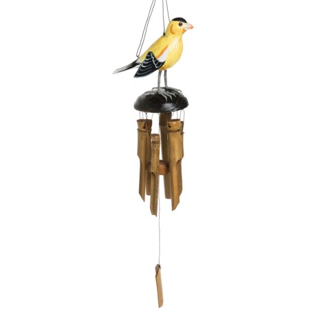 Woodstock Chimes Hand-Carved Wood Goldfinch Wind Chime - 25”