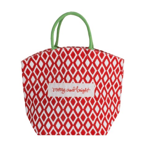 Two's Company Two’s Company Holiday Cheer Jute Tote Bag