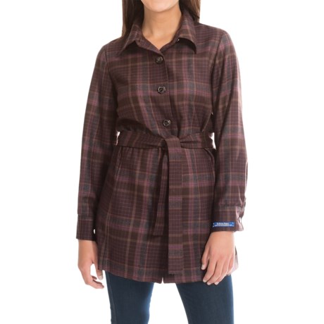 Specially made Virgin Wool Plaid Shirt Jacket - Belted (For Women)