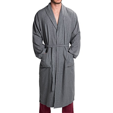 Peacock Alley Heathered Flannel Robe - Long Sleeve (For Men and Women)