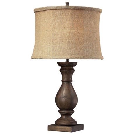 Elk Lighting Pisgah Wooden Table Lamp with Burlap Fabric Shade