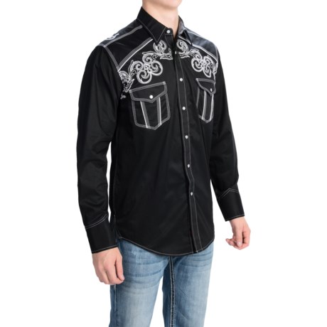 Panhandle Slim 90 Proof Solid Embroidered Shirt - Snap Front, Long Sleeve (For Men)