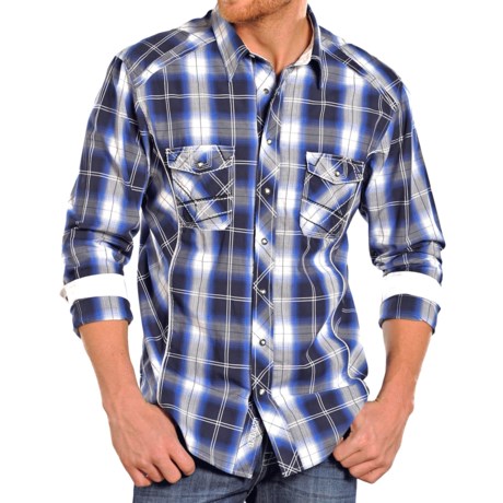Rock & Roll Cowboy Cotton Satin Plaid Shirt - Snap Front, Long Sleeve (For Men)