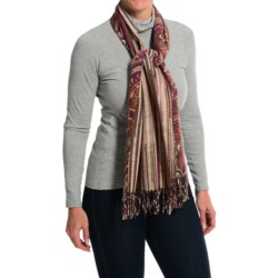 La Fiorentina Reversible Paisley and Stripes Scarf (For Women)