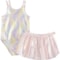 Penelope Mack Big Girls Pastel One-Piece Swimsuit and Skirt Set - UPF 50+