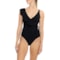 Profile by Gottex Tutti Frutti V-Neck Surplice Ruffle One-Piece Swimsuit in Black