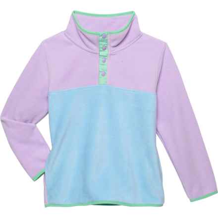 Pulse Big Girls Breck Fleece Snap Neck Shirt - Long Sleeve in Lilac/Lavender/Mint