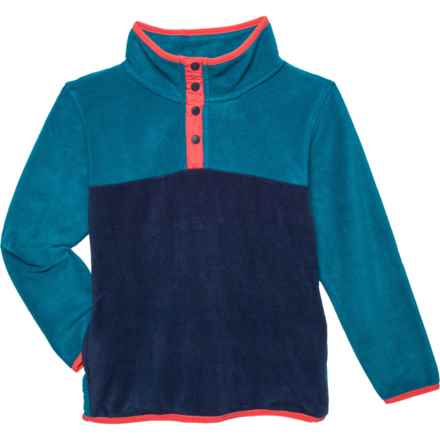 Pulse Big Girls Breck Fleece Snap Neck Shirt - Long Sleeve in Turquoise/Navy/Pink
