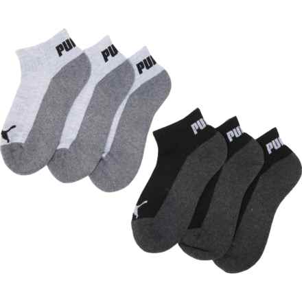 Puma Big Boys Athletic Sport-Performance Socks - 6-Pack, Quarter Crew in Black Grey