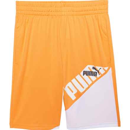 Puma Big Boys Power Pack Color-Block Shorts in Clementine
