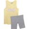 Puma Big Girls Cotton Jersey Tank Top and Bike Shorts Set in Anise Flower