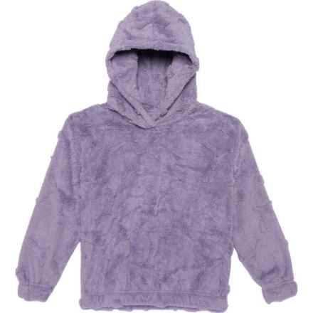 Puma Big Girls Embossed Sherpa Fleece Hoodie in Pale Plum