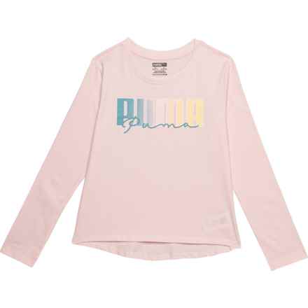 Puma Big Girls Flower Power Cotton Jersey T-Shirt - Long Sleeve in Light Pastel Pink
