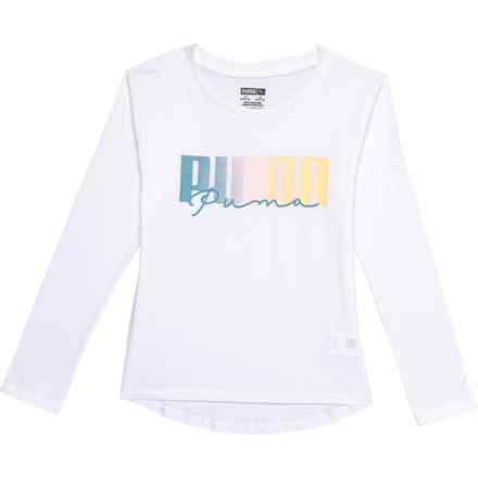 Puma Big Girls Flower Power Jersey Graphic T-Shirt - Long Sleeve in White Traditional