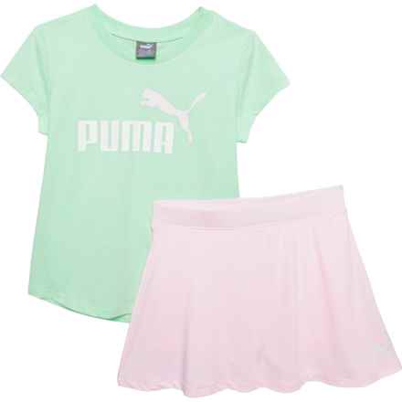 Puma Big Girls Jersey T-Shirt and Skort Set - Short Sleeve in Light Pastel Green