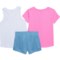 4YHVK_2 Puma Big Girls Jersey T-Shirt, Tank Top and Mesh Shorts Set - 3-Piece, Short Sleeve