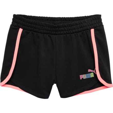 Puma Big Girls Logo Power Pack French Terry Shorts in Black
