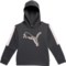 Puma Big Girls Power Pack Fleece Hoodie in Dark Grey