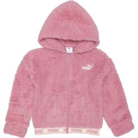 Puma Big Girls Sherpa Hoodie - Full Zip in Poised Pink