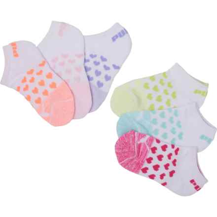 Puma Big Girls Sportstyle Training Half Terry Socks - 6-Pack, Below the Ankle in White/Multi