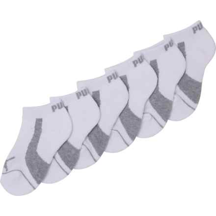 Puma Big Girls Terry Low-Cut Athletic Performance Socks - 6-Pack, Ankle in White/Grey