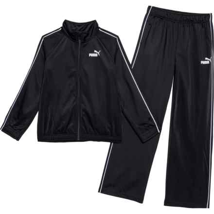 Puma Big Girls Tricot Hoodie and Pants Set in Black