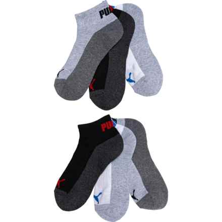 Puma Boys Athletic Sport-Performance Socks - 6-Pack, Quarter Crew in White/Multi