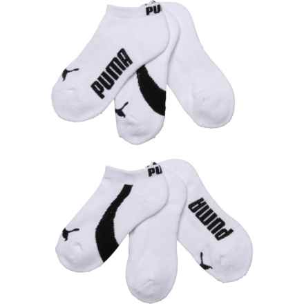 Puma Boys Premium Half-Terry Cushion Sport Socks - 6-Pack, Quarter Crew in White/Black