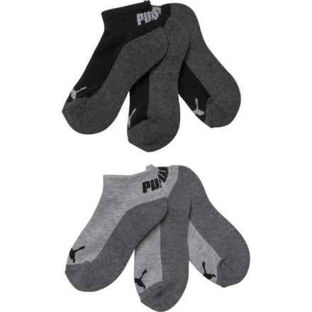 Puma Boys Sport Performance Socks - 6-Pack, Quarter Crew in Black Grey