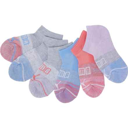 Puma Girls Sportstyle Half-Terry Low-Cut Training Socks - 6-Pack, Quarter Crew in Grey/Multi