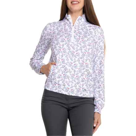 PUMA GOLF Micro Floral Cloudspun Shirt - Zip Neck, Long Sleeve in Bright White-Loveable