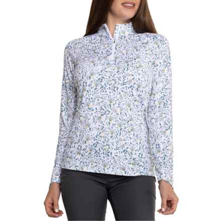 PUMA GOLF YouV Mariposa Shirt - UPF 50+, Zip Neck, Long Sleeve in Bold Blue-Flaxen