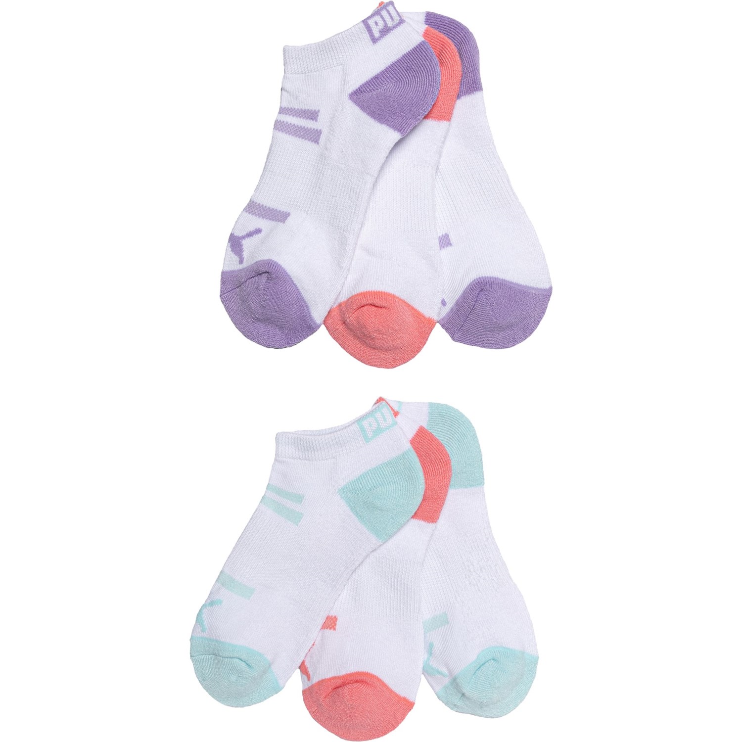 Puma Half Cushion Terry Low Cut Sport Training Socks for Women White Multi Size Medium Stretchy Fabric