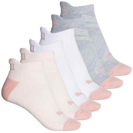 Puma Half Cushion Terry Low-Cut Sport Training Socks - 6-Pack, Below the Ankle (For Women) in Grey/Pink
