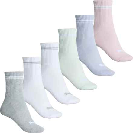 Puma Half Cushion Terry Socks - 6-Pack, Crew (For Women) in Lt Pastel Pink