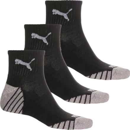 Puma Half Terry Cushioned Socks - 3-Pack, Quarter Crew (For Men) in Black Grey