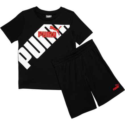 Puma Little Boy T-Shirt and Mesh Shorts Set - Short Sleeve in Black