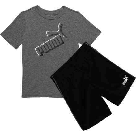 Puma Little Boy T-Shirt and Mesh Shorts Set - Short Sleeve in Charcoal