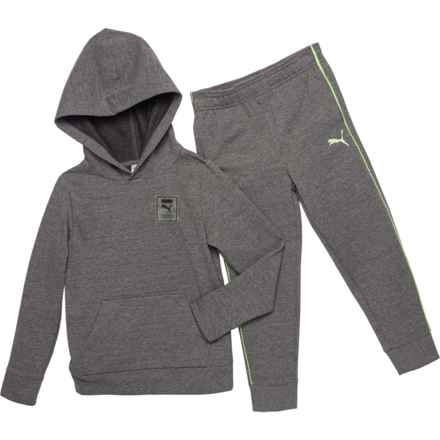 Puma Little Boys Fleece Hoodie and Joggers Set in Charcoal