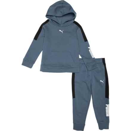 Puma Little Boys Fleece Hoodie and Joggers Set in Dark Indigo