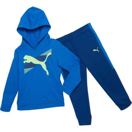 Puma Little Boys Fleece Hoodie and Joggers Set in Victoria Blue