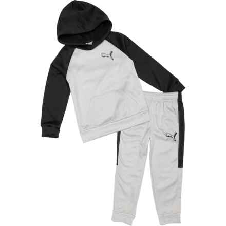 Puma Little Boys Tech Fleece Hoodie and Joggers Set in Light Heather Grey