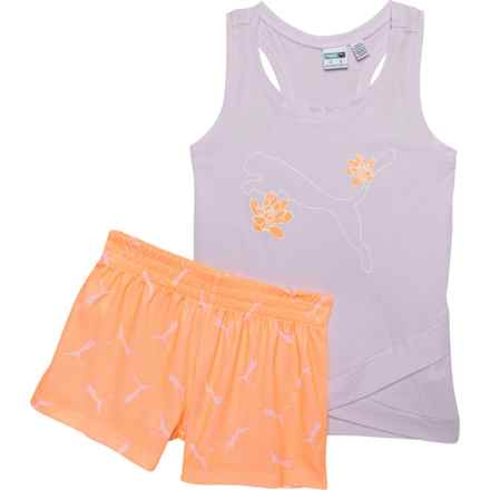 Puma Little Girls Cotton Jersey Tank Top and Mesh Shorts Set - 2-Piece in Light Pastel Purple