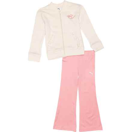 Puma Little Girls Jacket and Flare Leggings Set in Alpine Snow