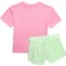 4MDJD_2 Puma Little Girls Jersey T-Shirt and Mesh Shorts Set - Short Sleeve
